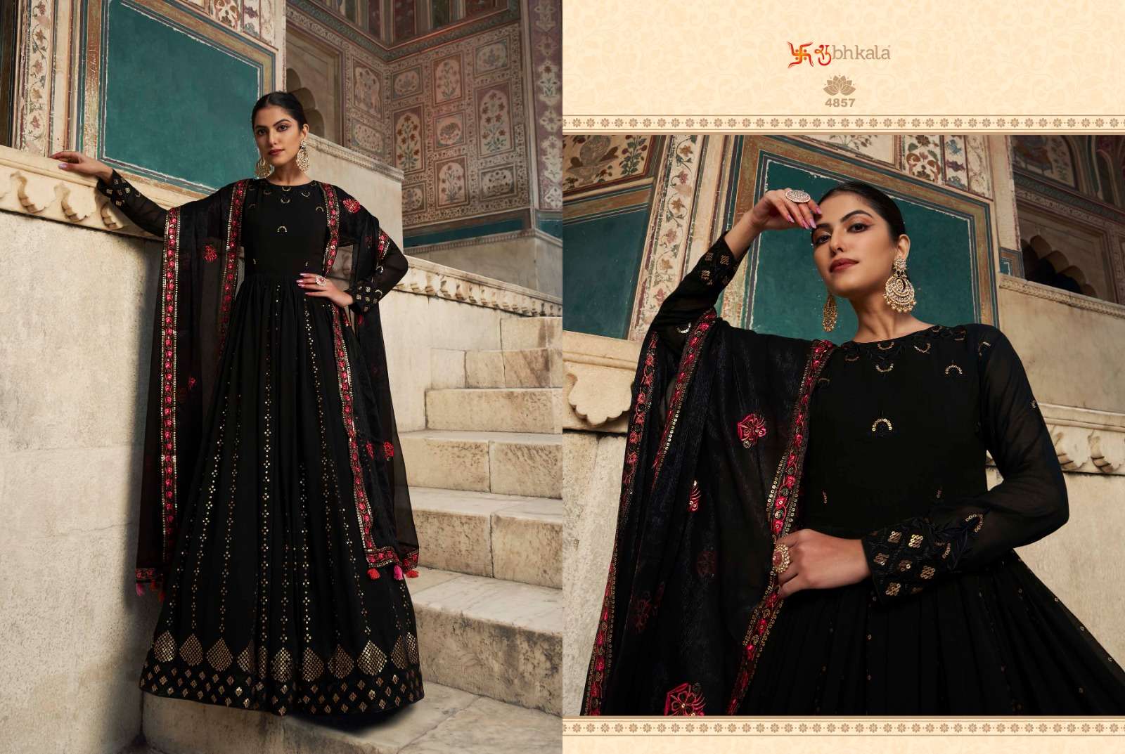 flory vol-29 by shubhkala stylish designer party wear gown with dupatta latest catalogue surat 