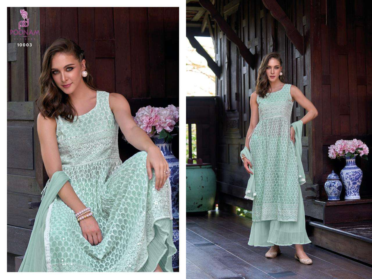 hurab by poonam designer nayra kurti with sharara and dupatta latest catalogue surat 