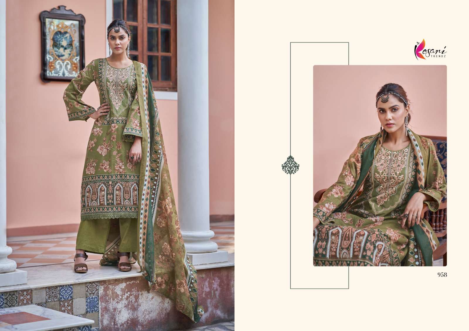 jannat e noor by kesari trendz designer top botton and dupatta latest catalogue wholesaler surat