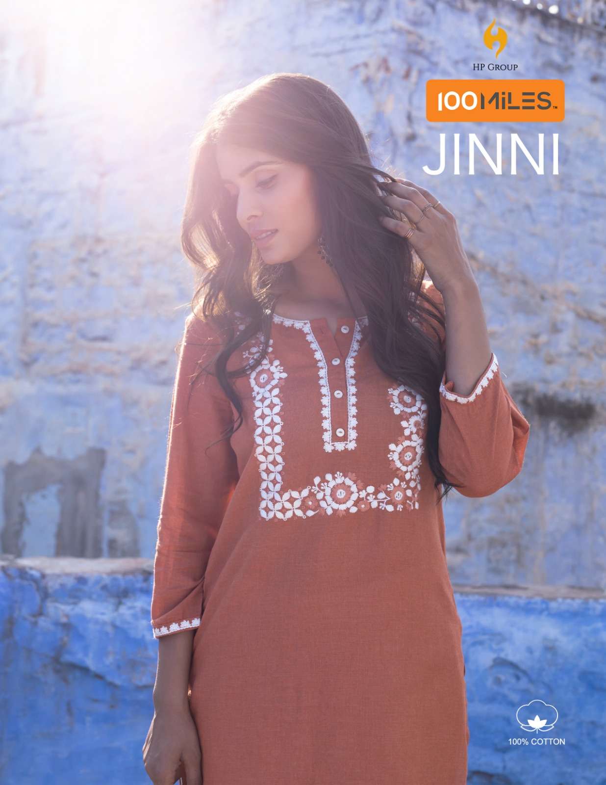 jinni by 100 miles pure cotton with work designer kurti catalogue collection 2023 