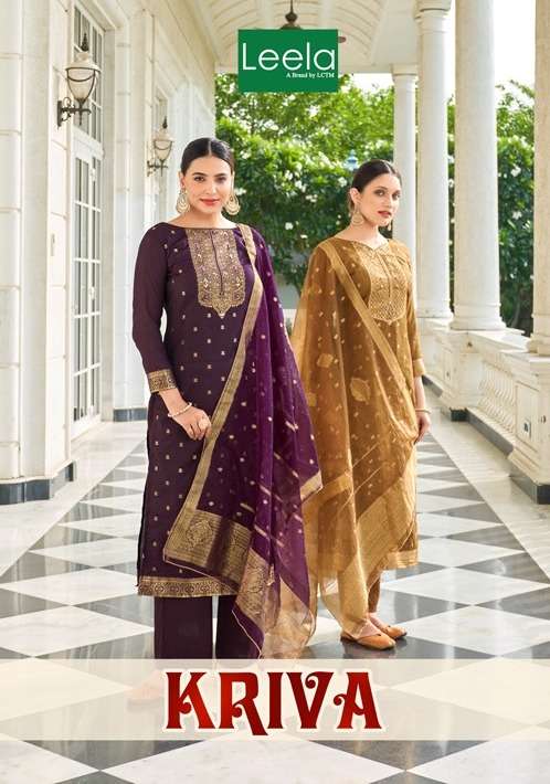 kriva by leela stylish designer top bottom with dupatta catalogue collection surat 