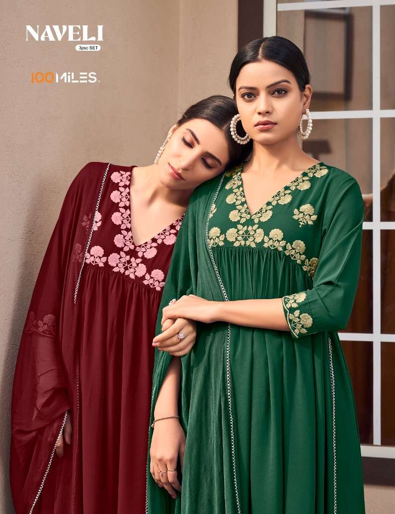 naveli by 100 miles stylish designer kurtis catalogue online supplier surat