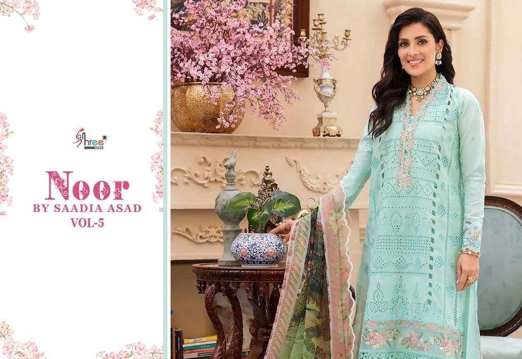 noor by saadia asad vol-5 by shree fabs unstich designer salwar kameez catalogue online dealer surat