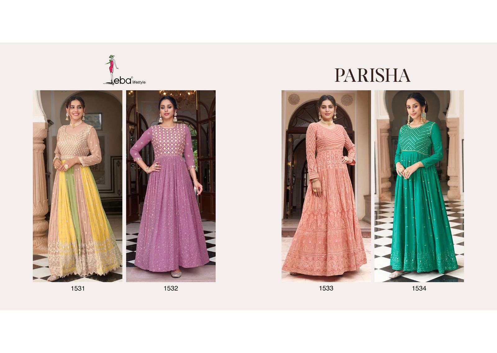 parisha by eba lifestyle stylish look designer party wear dress new catalogue manufacturer surat