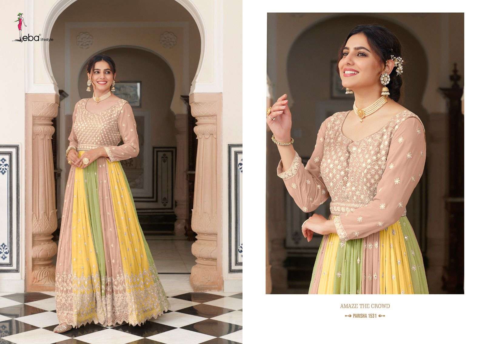 parisha by eba lifestyle stylish look designer party wear dress new catalogue manufacturer surat