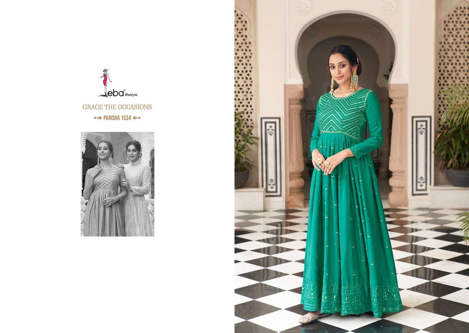 parisha by eba lifestyle stylish look designer party wear dress new catalogue manufacturer surat