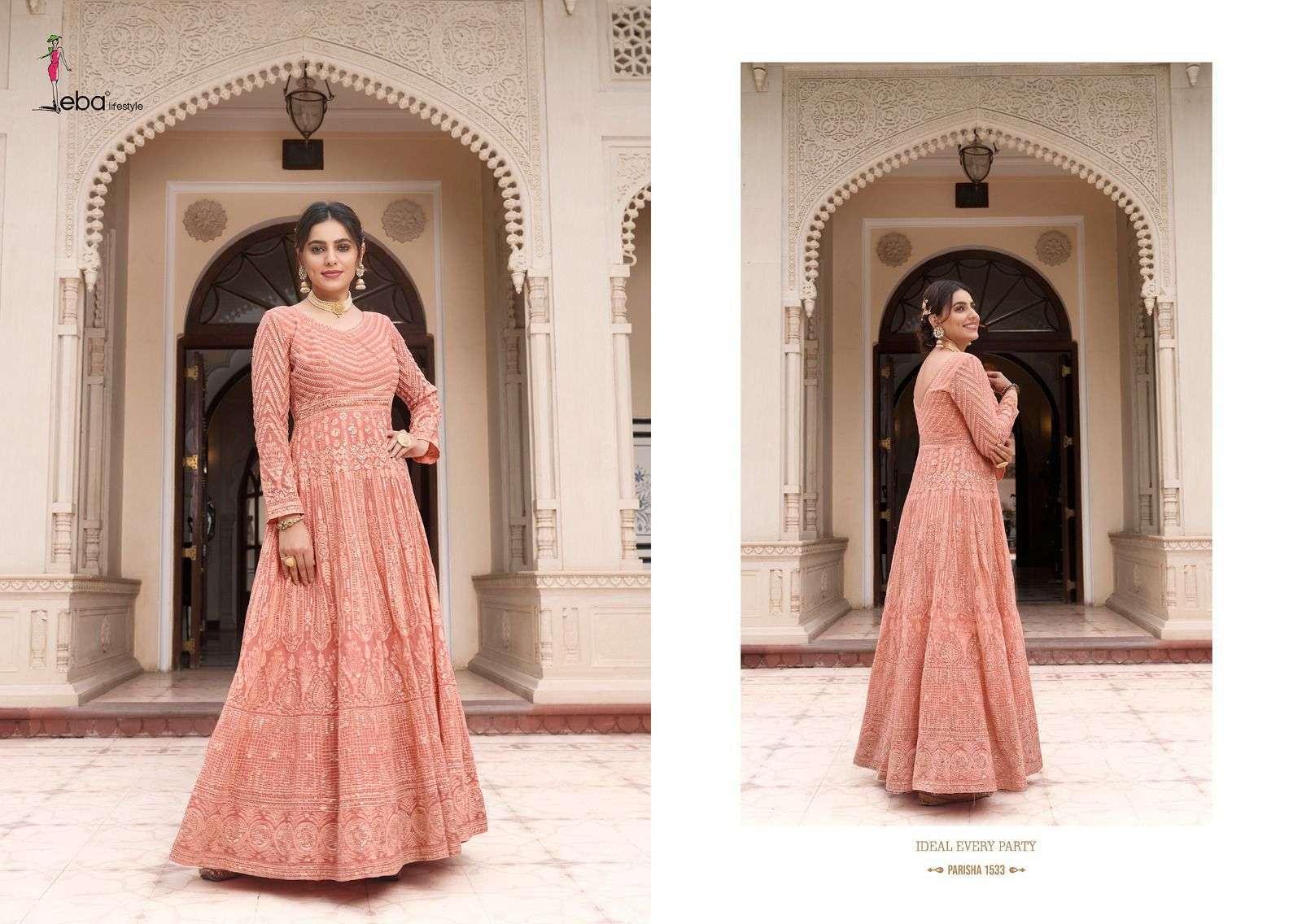 parisha by eba lifestyle stylish look designer party wear dress new catalogue manufacturer surat