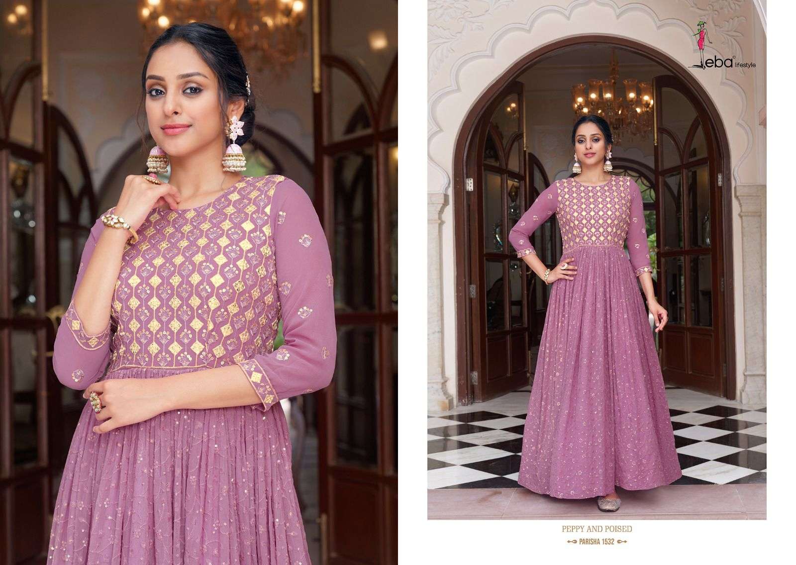 parisha by eba lifestyle stylish look designer party wear dress new catalogue manufacturer surat