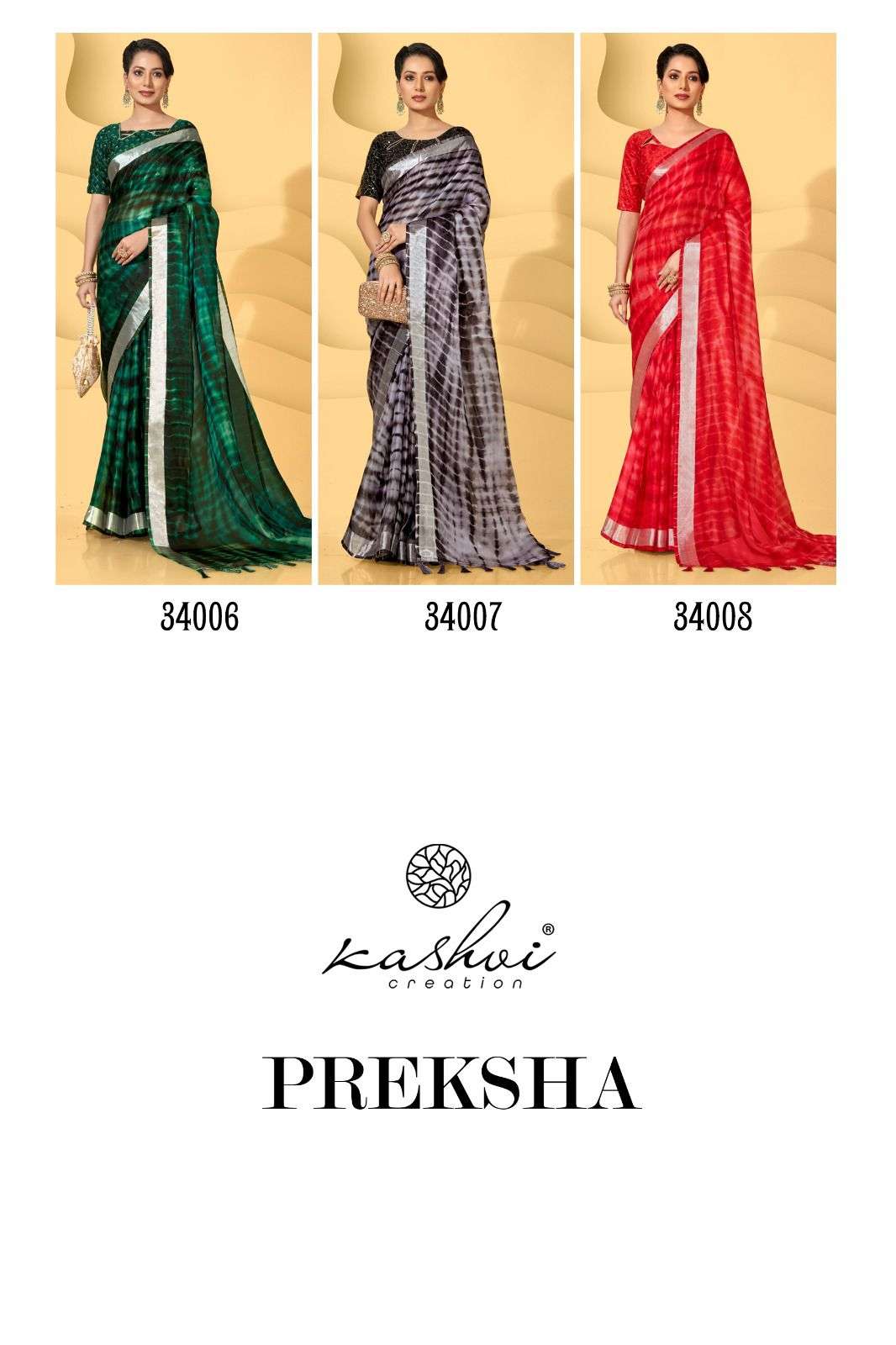 preksha by kashvi creation fine georgette designer saree catalogue exporter surat