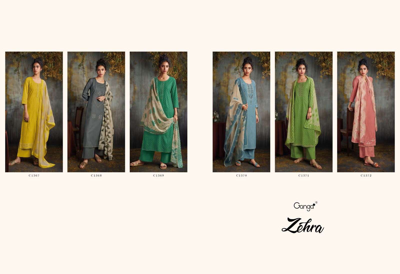 zehra by ganga premium cotton designer salwar kameez catalogue manufacturer surat 