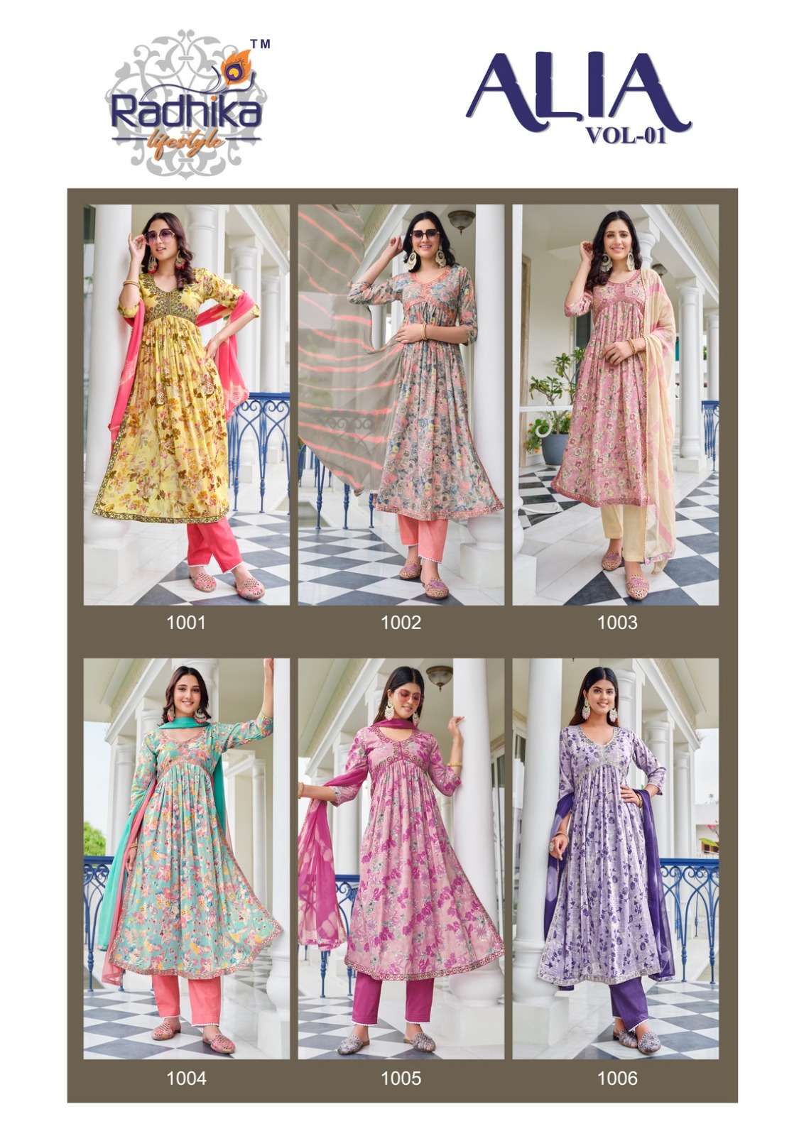 alia vol-1 by radhika lifestyle latest designer kurti pant dupatta catalogue manufacturer surat