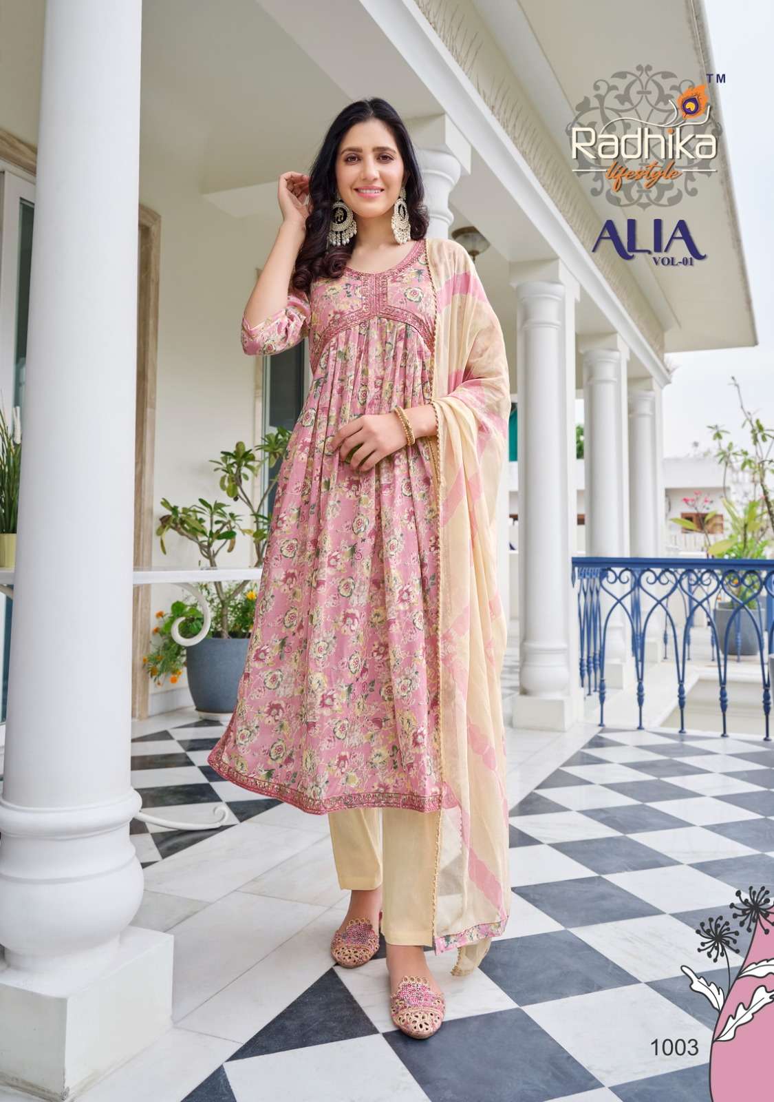 alia vol-1 by radhika lifestyle latest designer kurti pant dupatta catalogue manufacturer surat