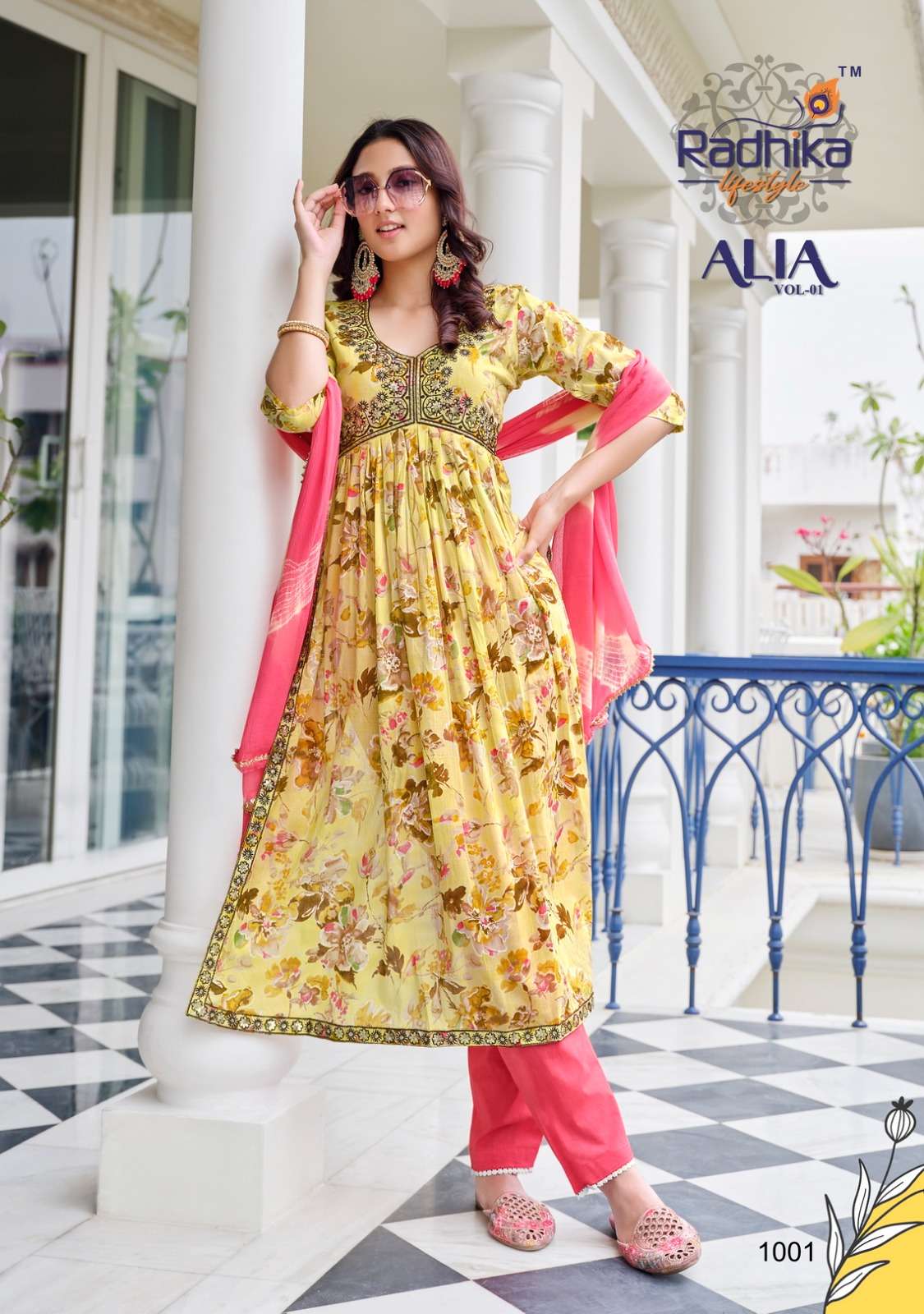 alia vol-1 by radhika lifestyle latest designer kurti pant dupatta catalogue manufacturer surat