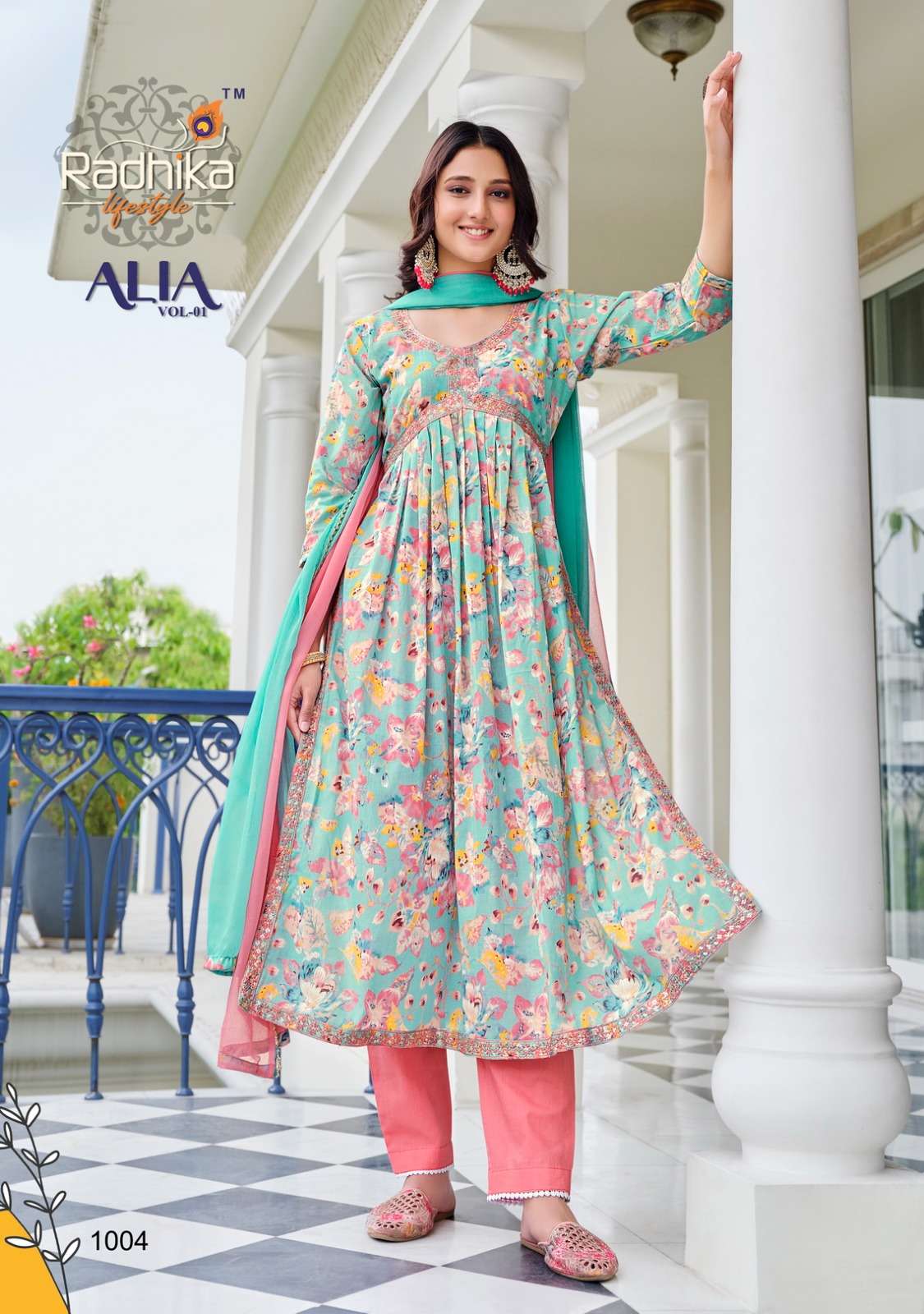 alia vol-1 by radhika lifestyle latest designer kurti pant dupatta catalogue manufacturer surat