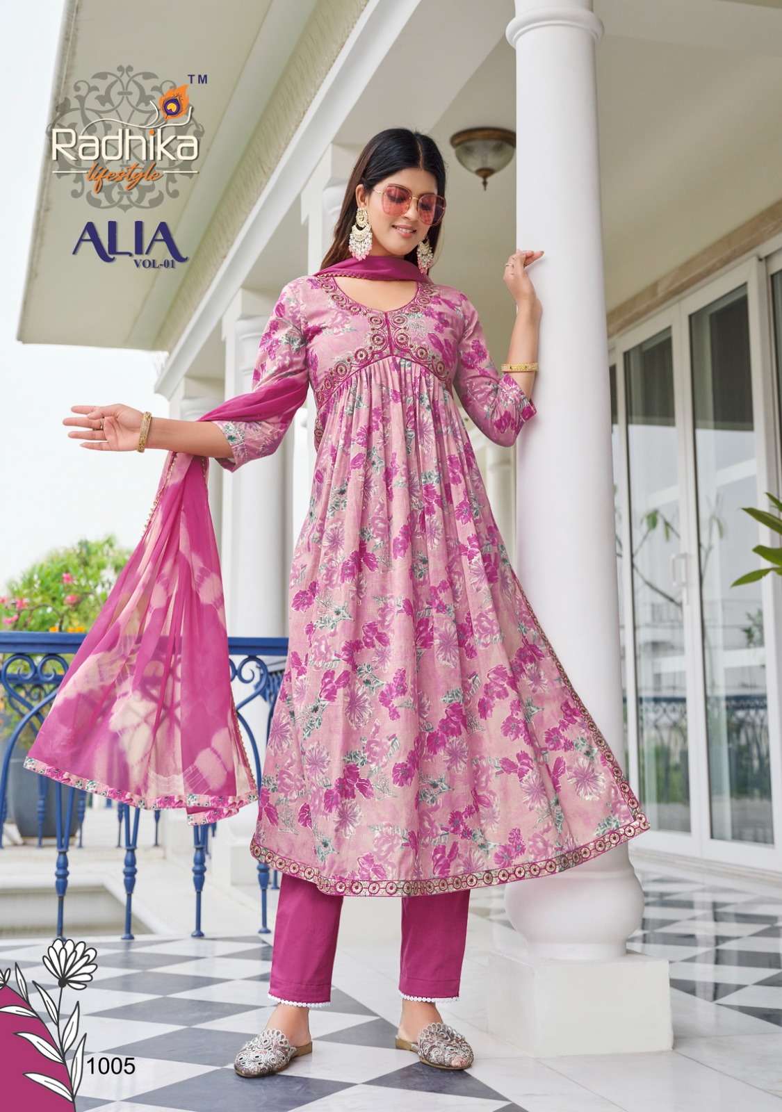 alia vol-1 by radhika lifestyle latest designer kurti pant dupatta catalogue manufacturer surat