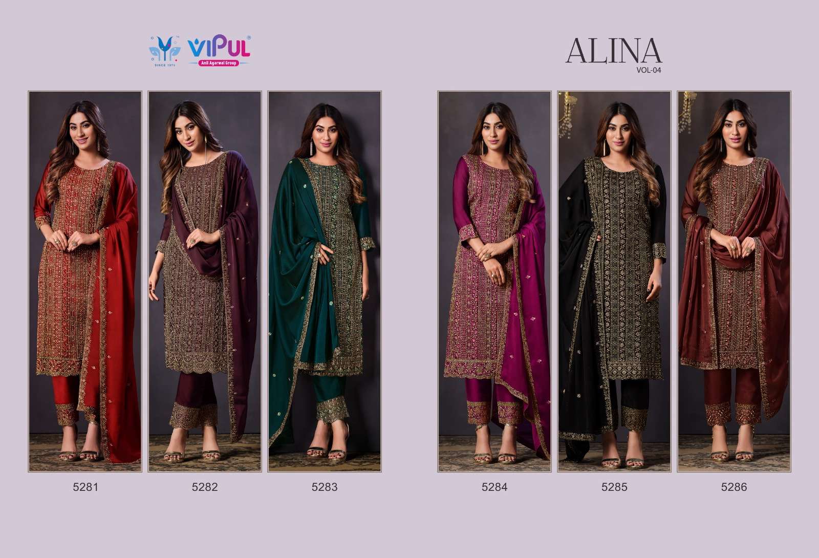 alina vol-4 by vipul fashion function special designer salwar suits latest catalogue design 2023