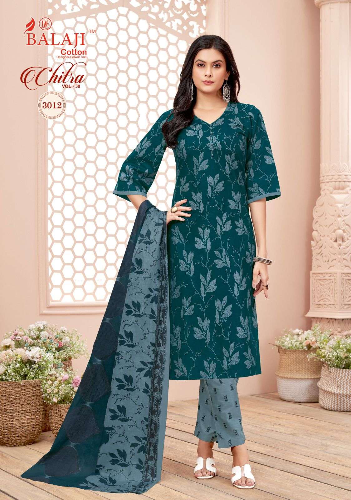 balaji cotton chitra vol 30 3001 3012 series unstich designer dress material catalogue online market surat