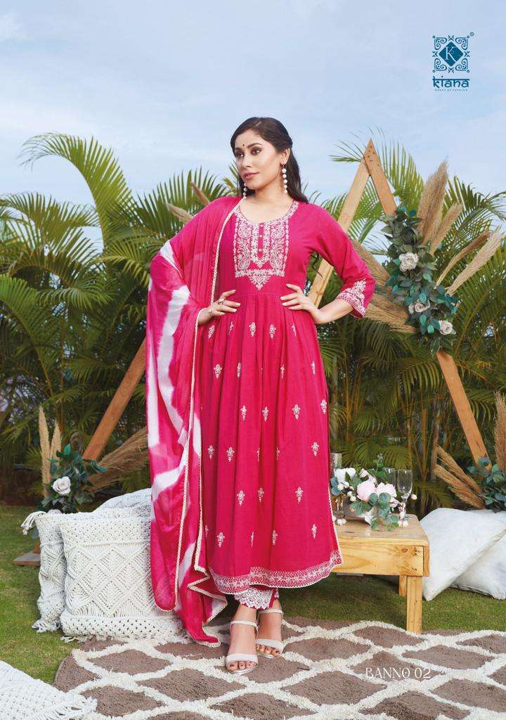 banno by kiana fashion stylish look in summer season new nayra kurti set catalogue surat