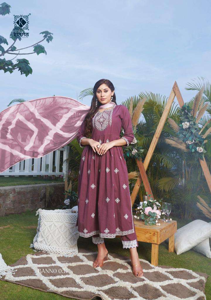 banno by kiana fashion stylish look in summer season new nayra kurti set catalogue surat