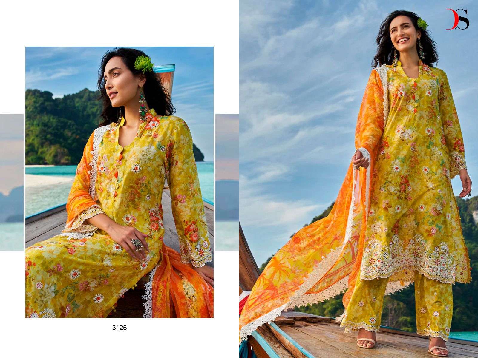 Beautiful yellow chikankari on deals pure chiffon. Pakistani designer wear.