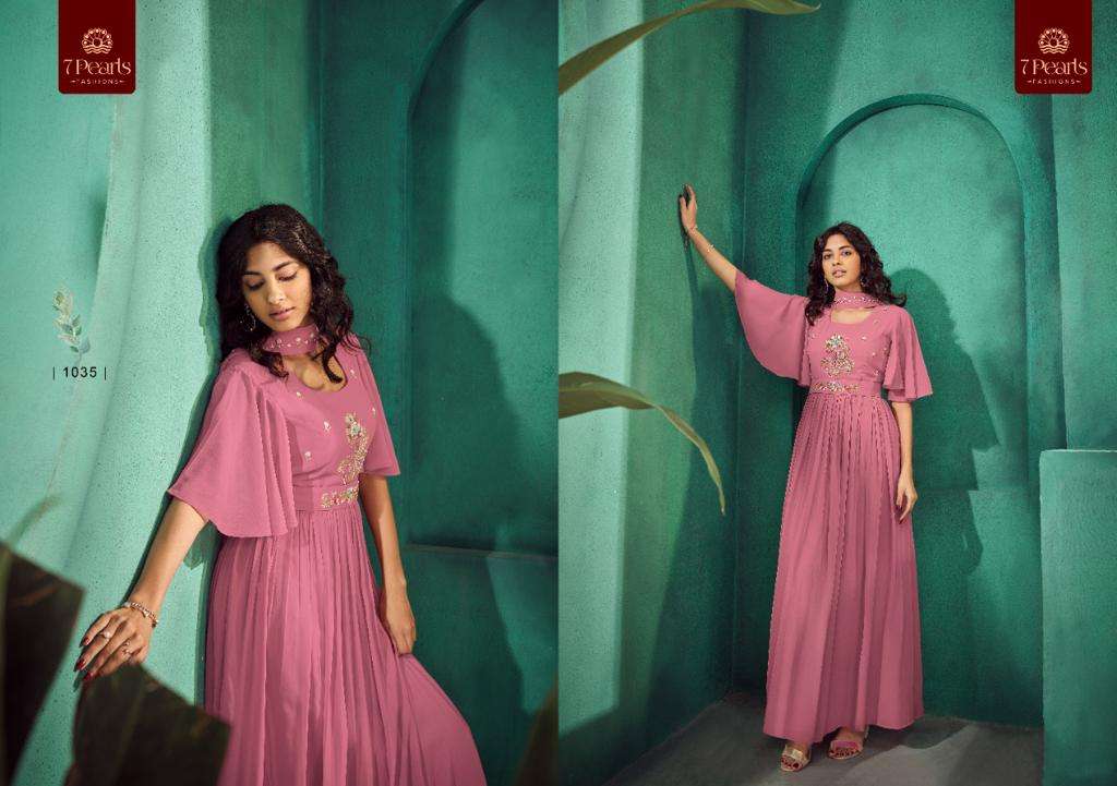 festiva by 7 pearls fancy designer georgette fabric kurtis catalogue manufacturer surat
