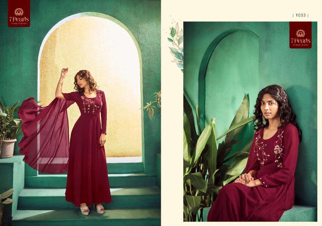 festiva by 7 pearls fancy designer georgette fabric kurtis catalogue manufacturer surat