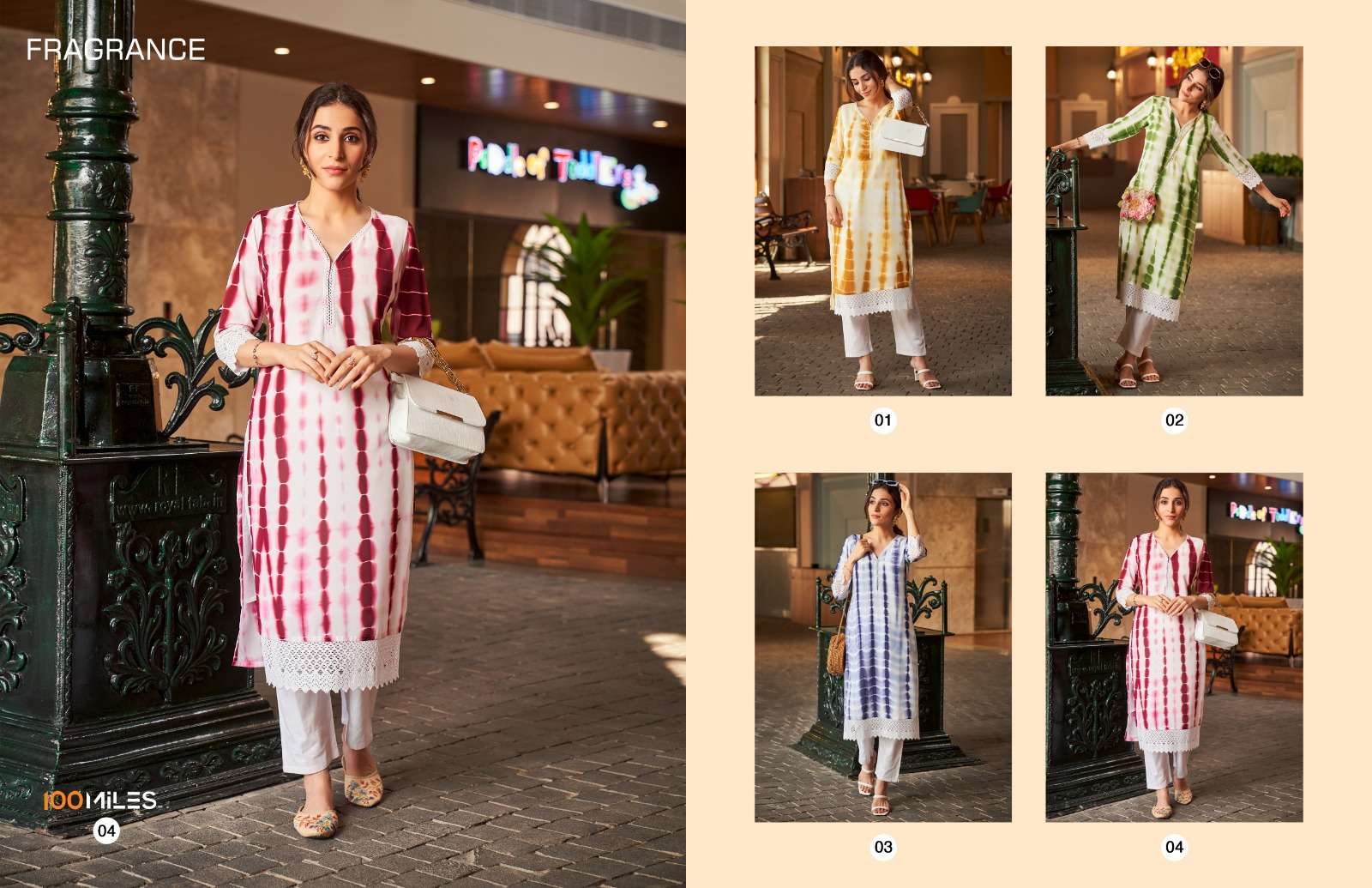 fragrance by 100 miles premium georgette pakistani style kurtis catalogue online market surat 