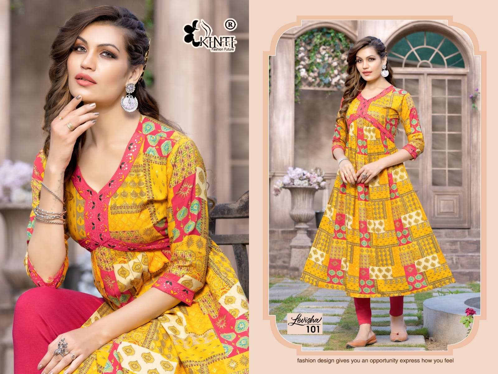 levisha by kinti fashion aliya cut latest designer kurtis catalogue wholesale price surat 