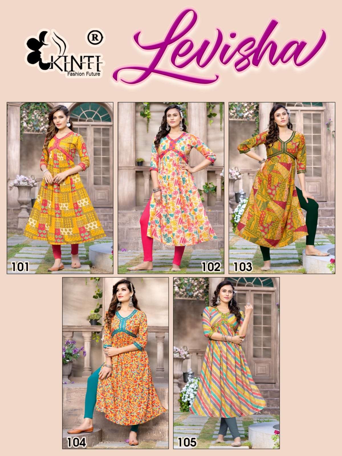 levisha by kinti fashion aliya cut latest designer kurtis catalogue wholesale price surat 