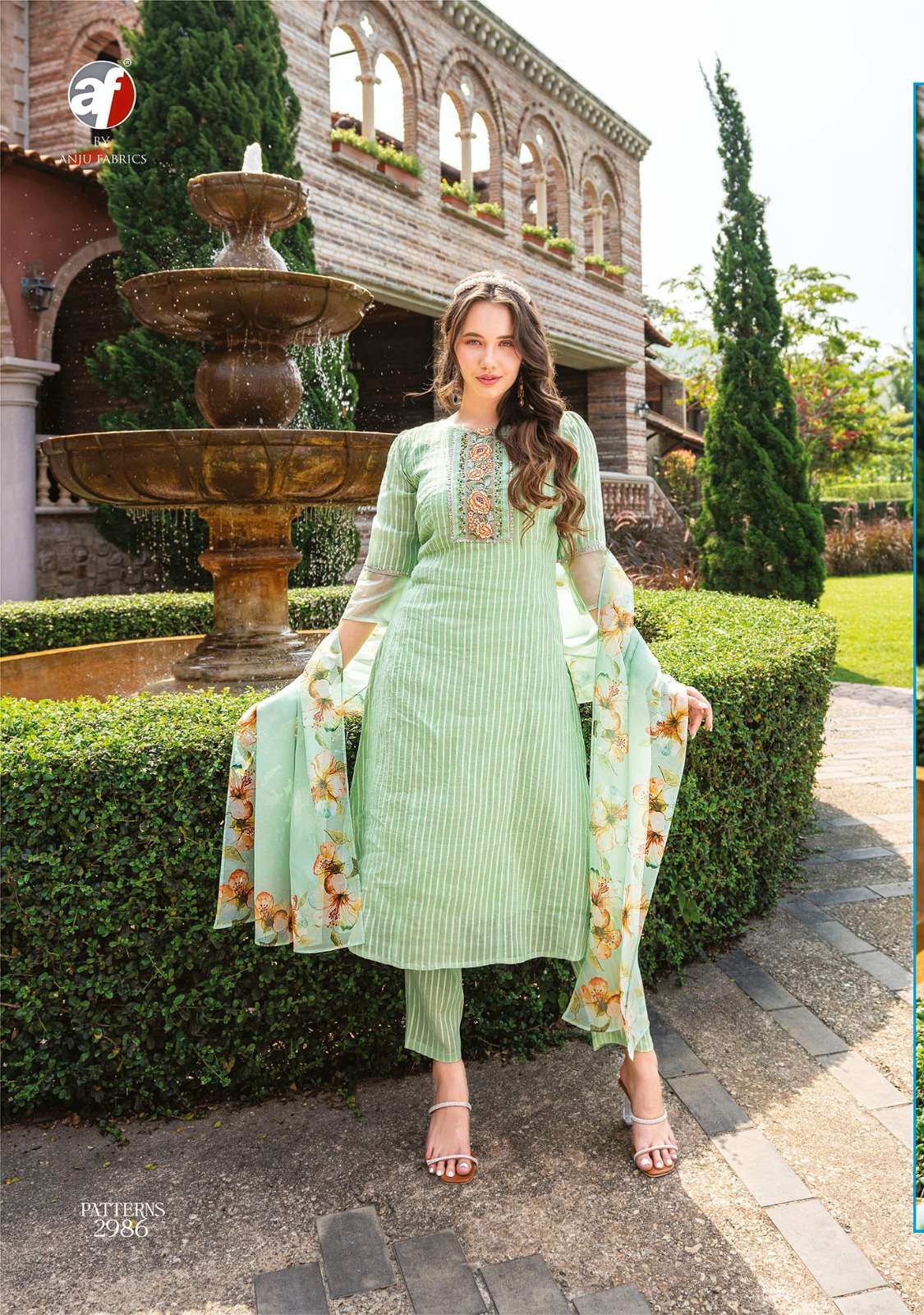 Light green viscose pant style suit 3170