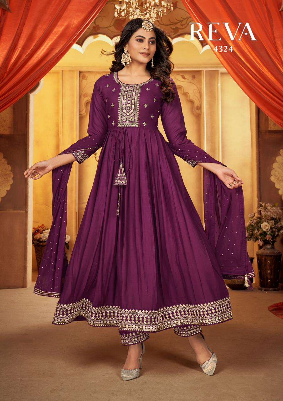 reva by rangoon party wear designer kurtis catalogue manufacturer surat 