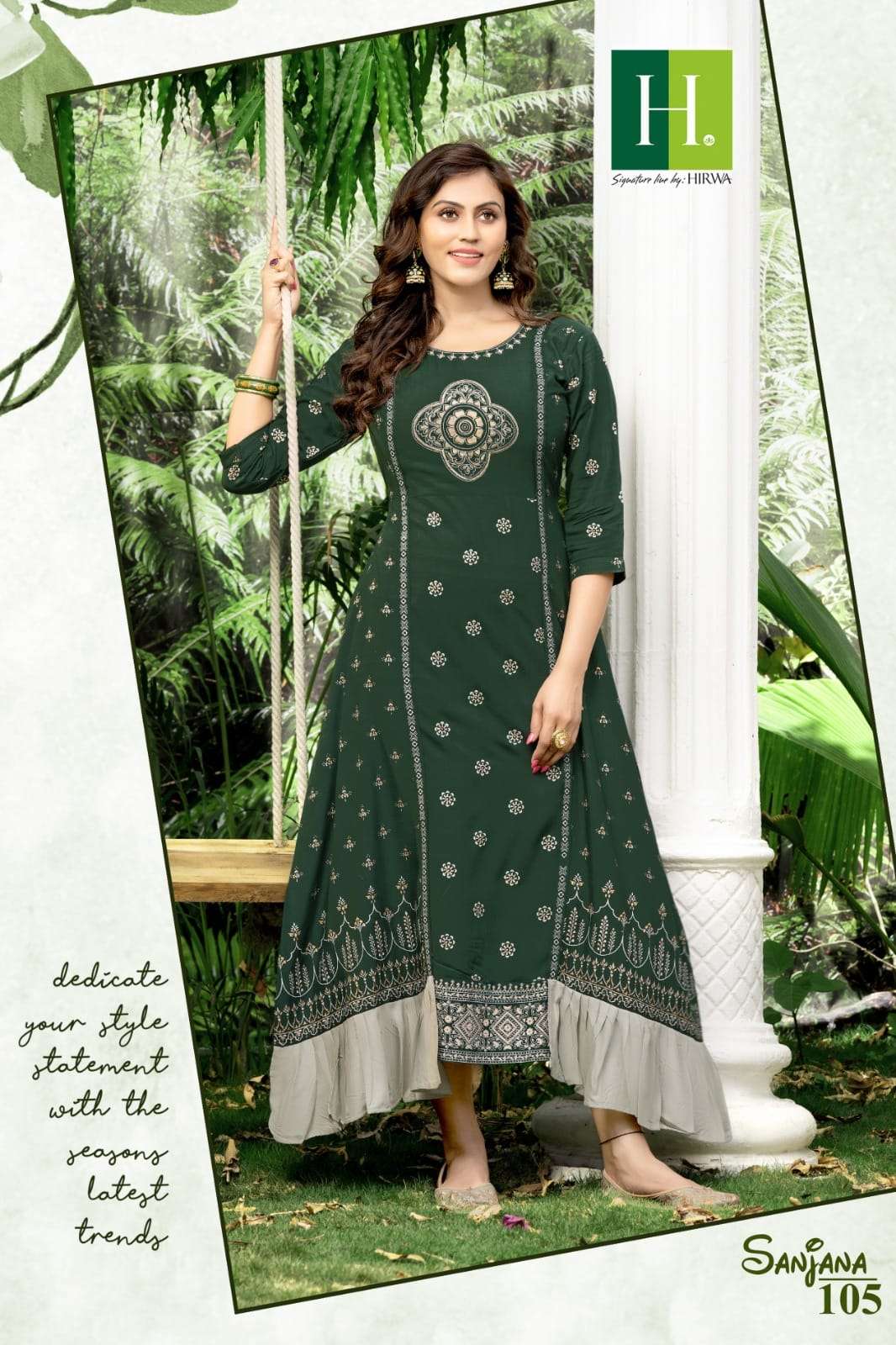 sanjana by hirwa printed shrug style kurtis catalogue online dealer surat