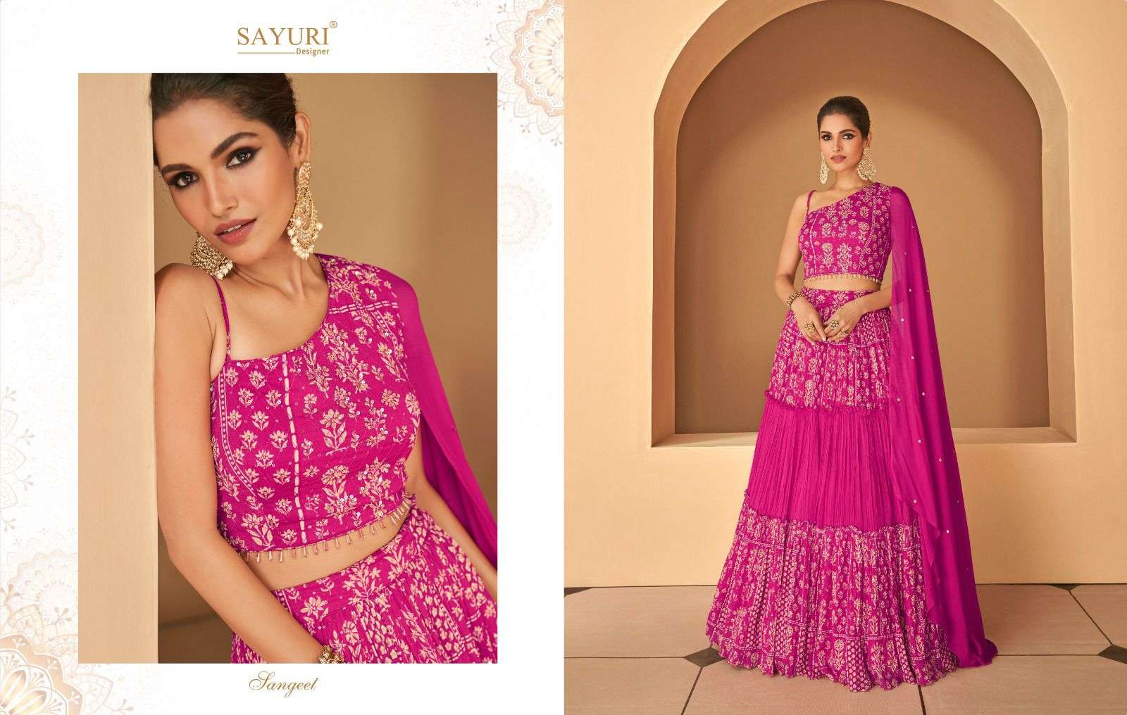 Rani Pink Classic Lehenga Set with Zari Embroidery and Sequinned  Embellishments - Seasons India