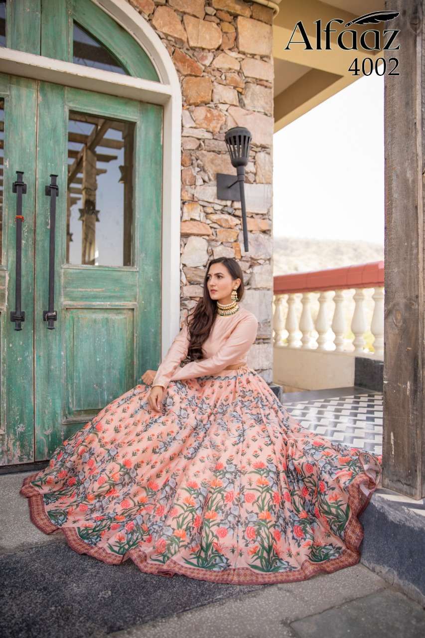alfaaz vol-4 by alfaaz party wear designer lehenga choli latest catalogue manufacturer surat