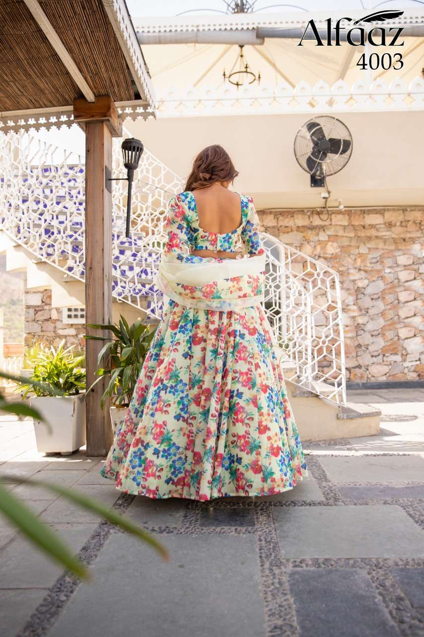 alfaaz vol-4 by alfaaz party wear designer lehenga choli latest catalogue manufacturer surat