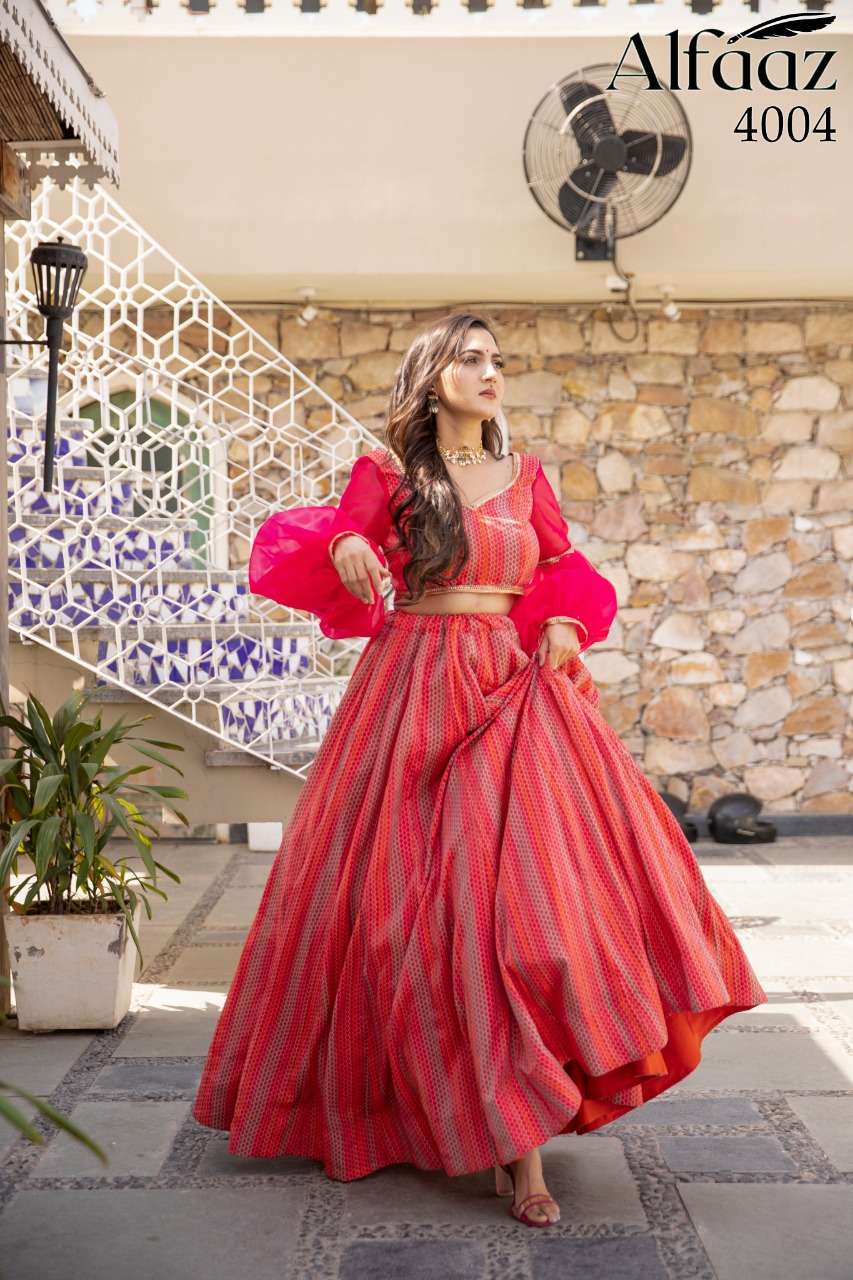 alfaaz vol-4 by alfaaz party wear designer lehenga choli latest catalogue manufacturer surat