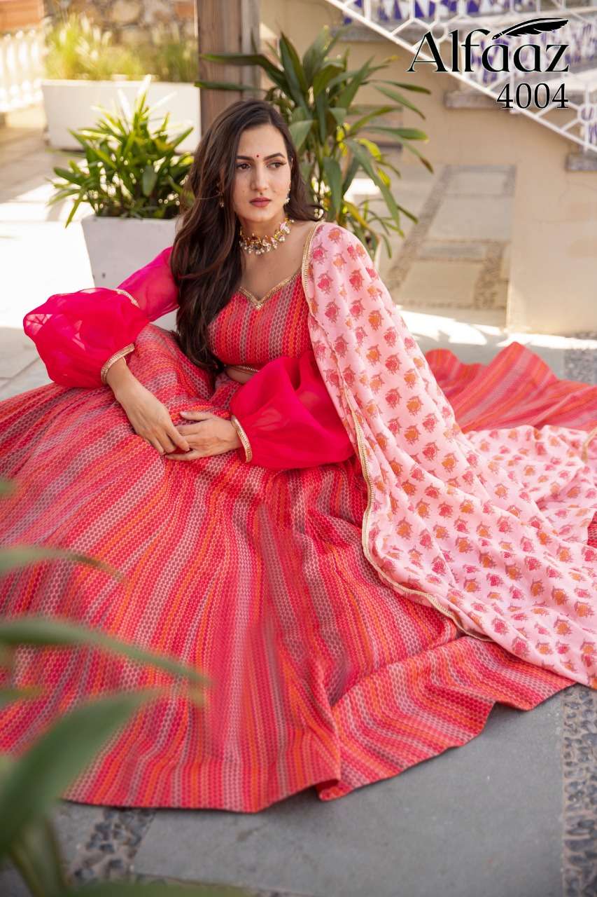alfaaz vol-4 by alfaaz party wear designer lehenga choli latest catalogue manufacturer surat