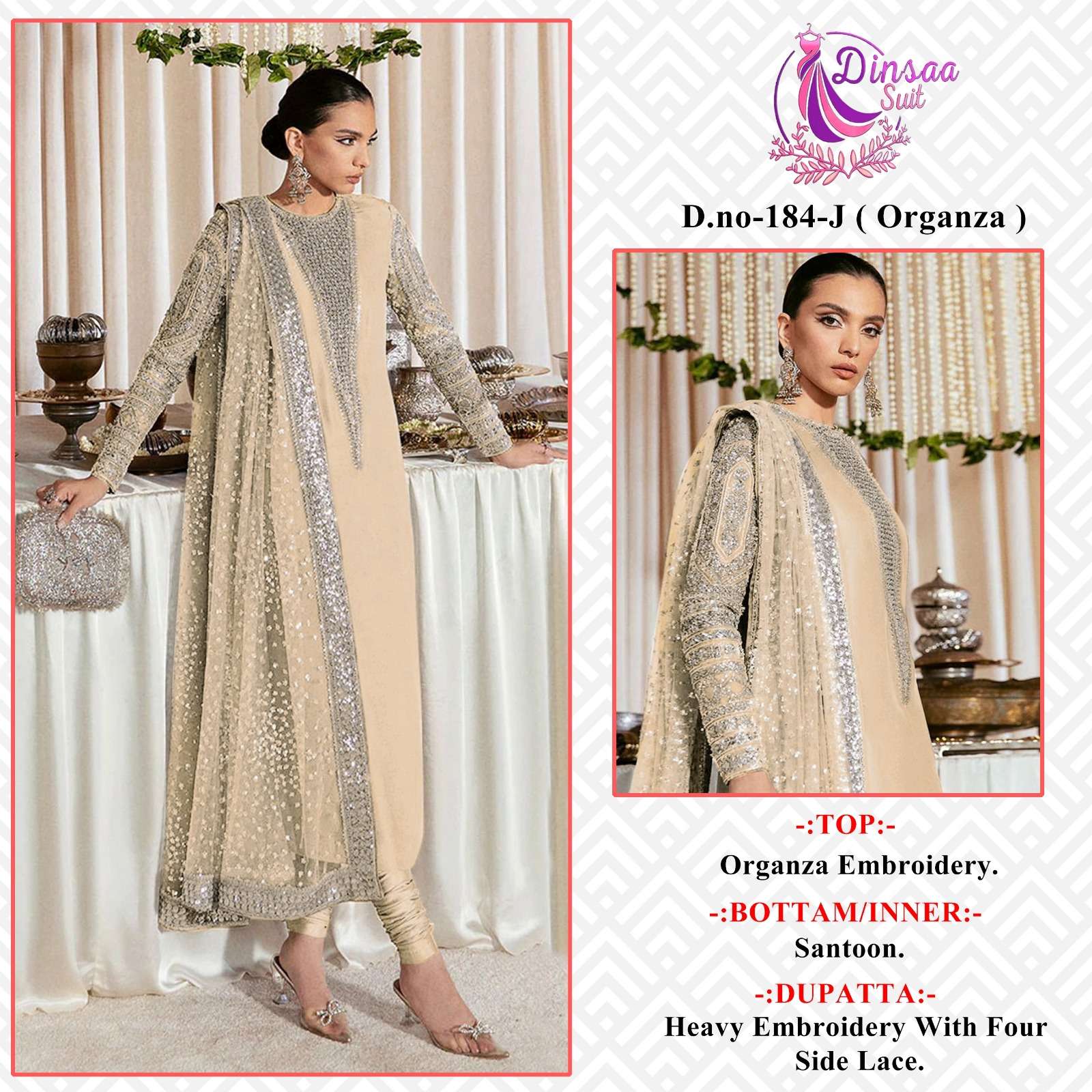 Designer Heavy Organza With Heavy Embroidery Work Pakistani Suit Pink Color  S DN 737