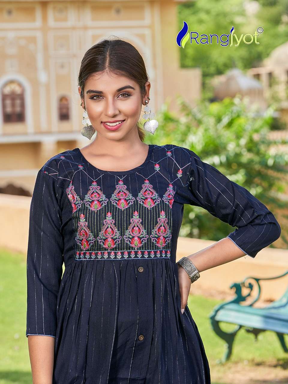 greciya by rangjyot fancy look designer kurtis latest catalogue surat 