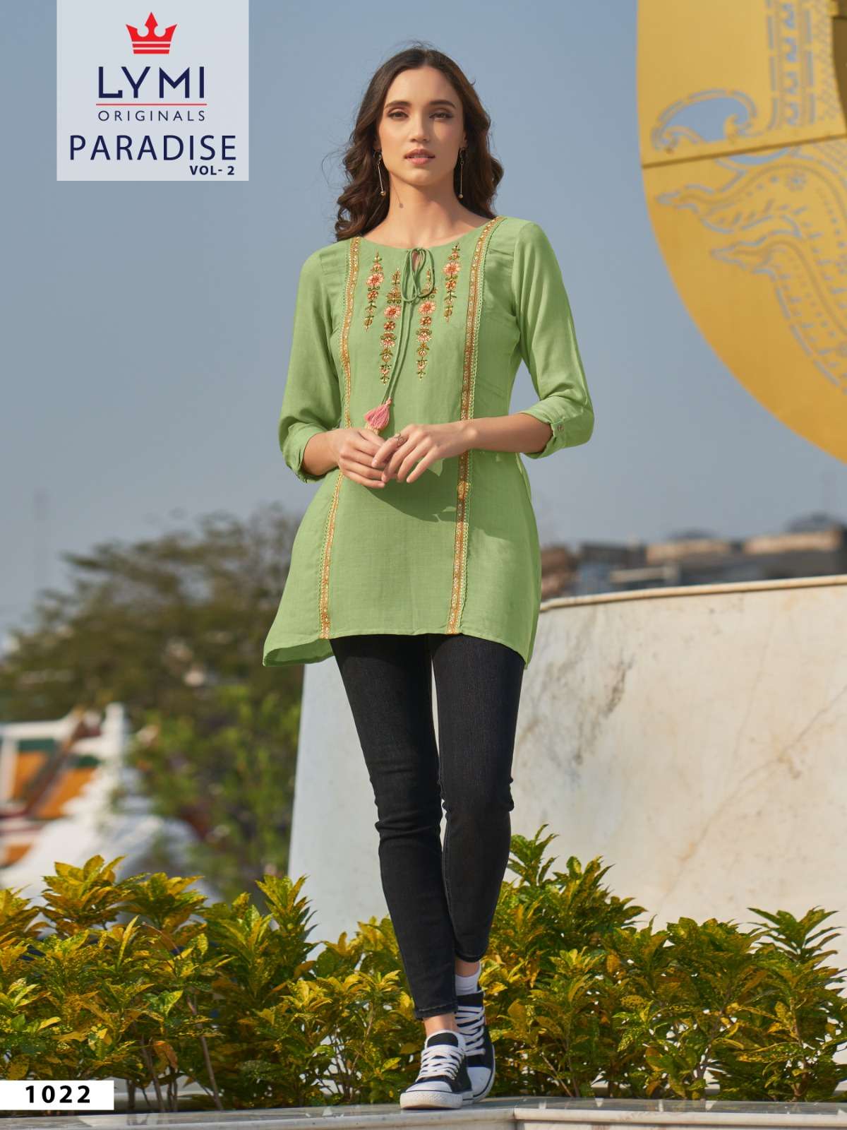lymi paradise vol-2 1021-1026 series fancy designer shorts tops catalogue online market surat