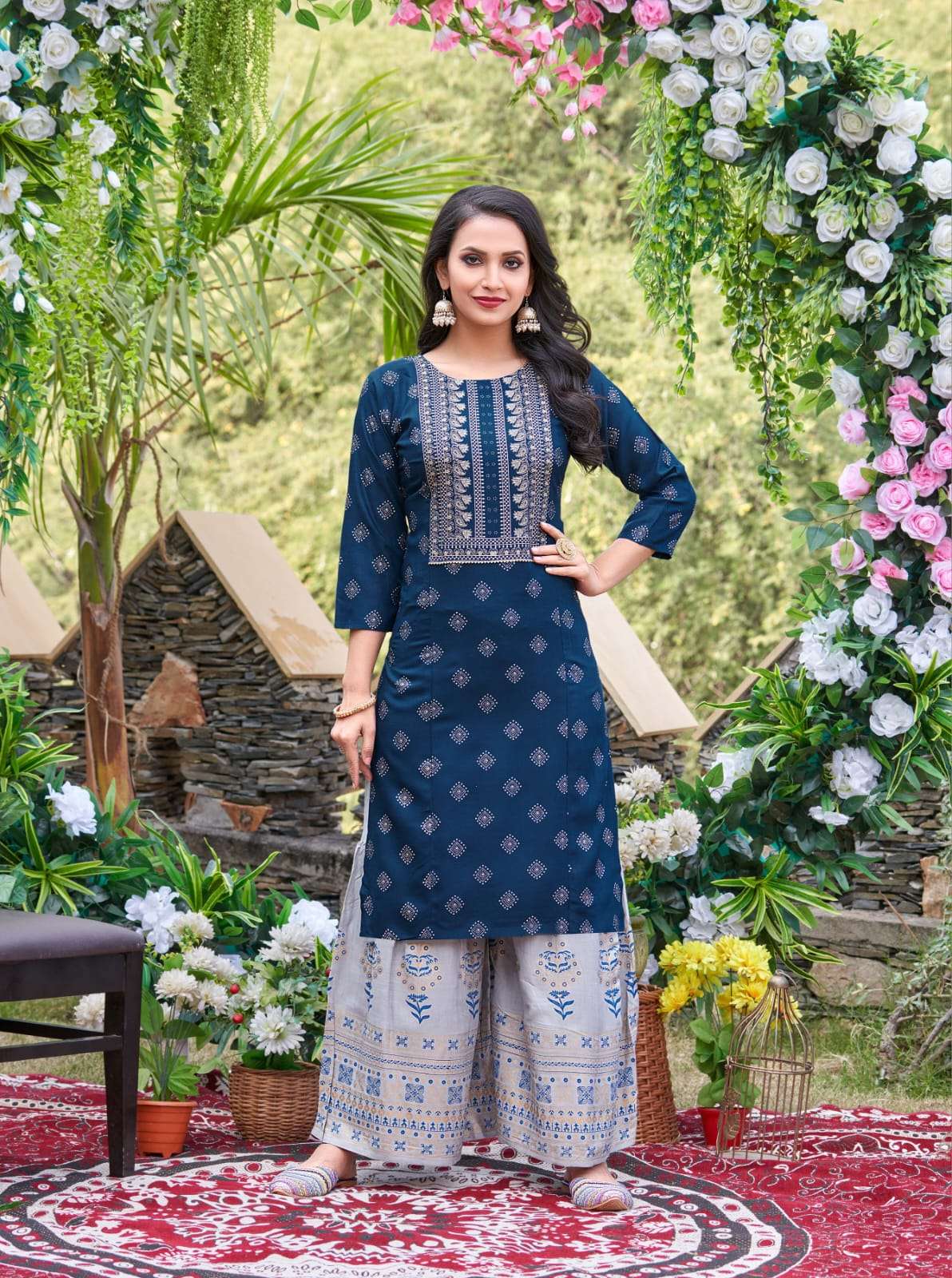 Blue Hills Olivia Kaftan With Plazzo Code Set Collection