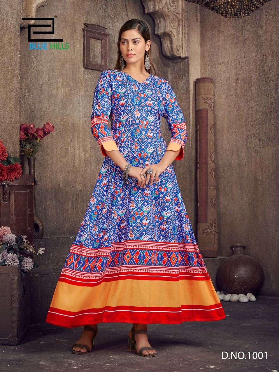 Kesariya Patola Digital Printed Dress Material, this catalog fabric is  cotton,