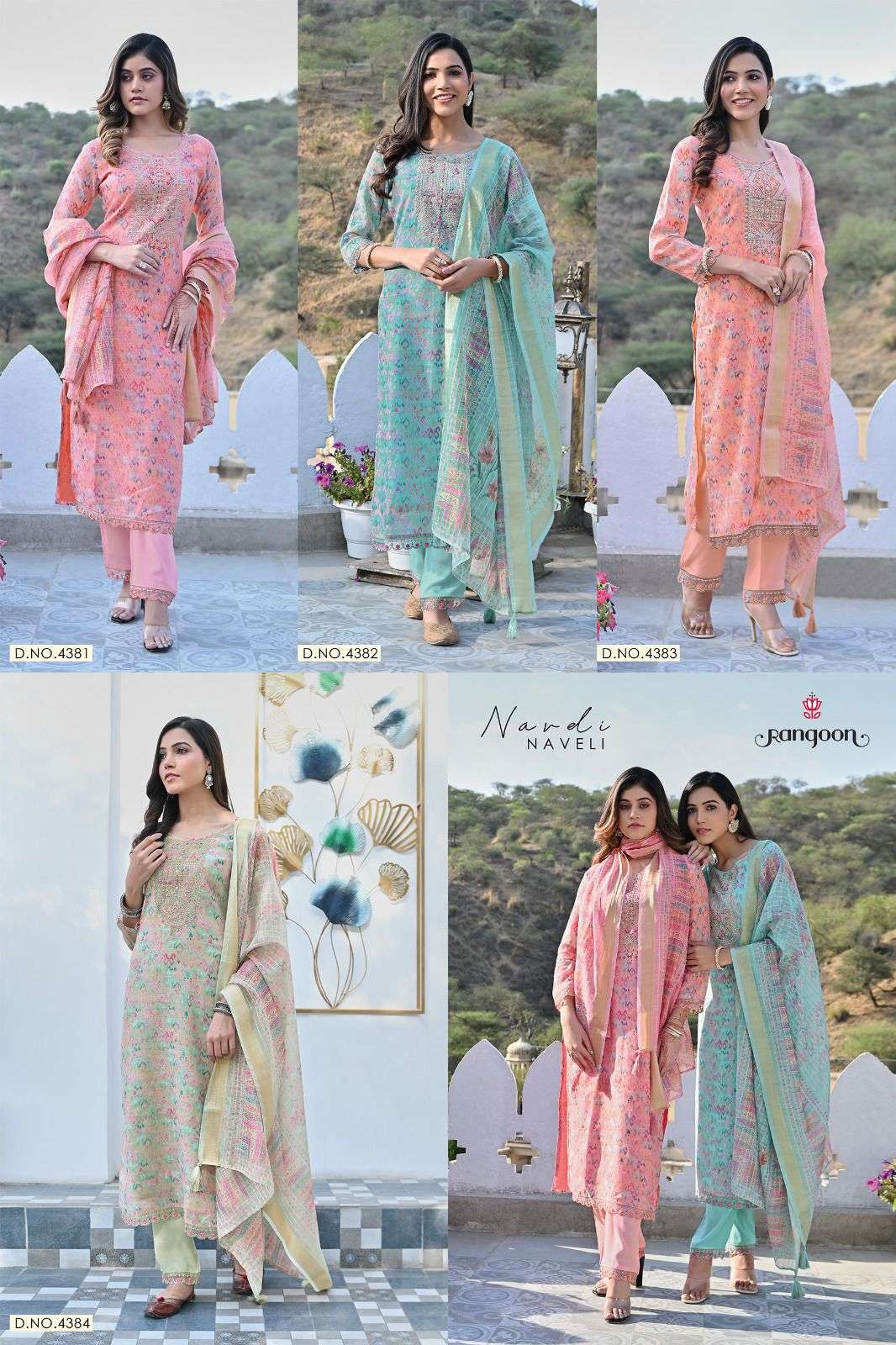 rangoon nandi naveli 4181-4184 series designer stich linen salwar kameez catalogue set to set rate wholesaler 