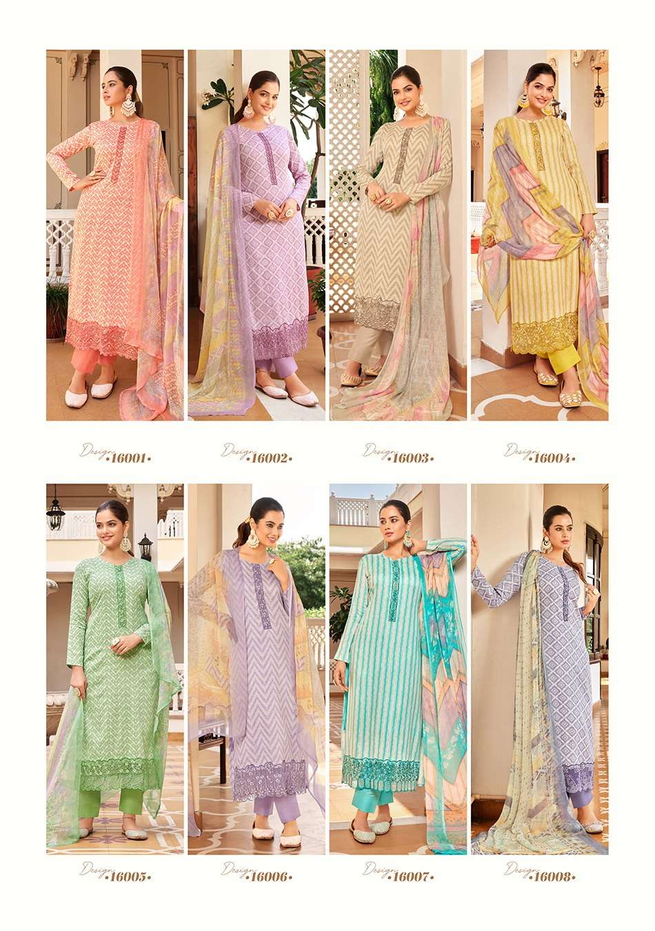 rupali fashion pastel shades 16001 16008 series indian designer