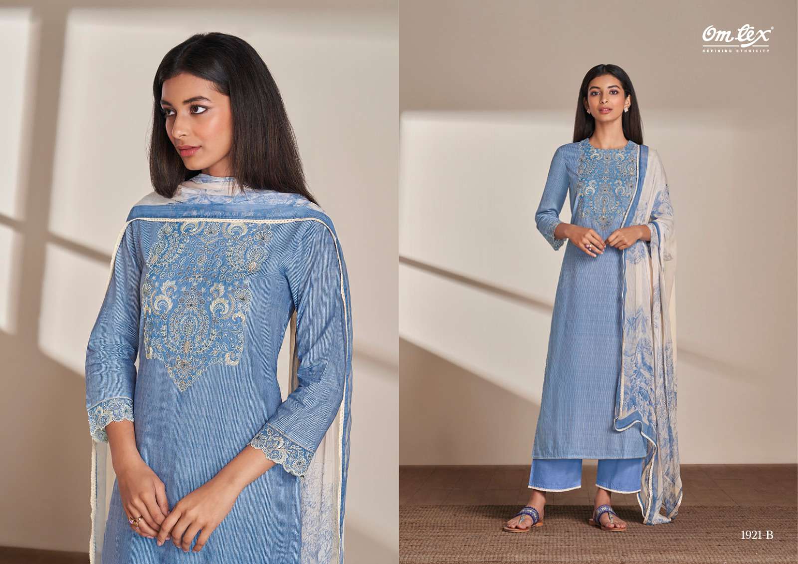 saisha by om tex stylish look designer top bottom with dupatta catalogue wholesale price surat 