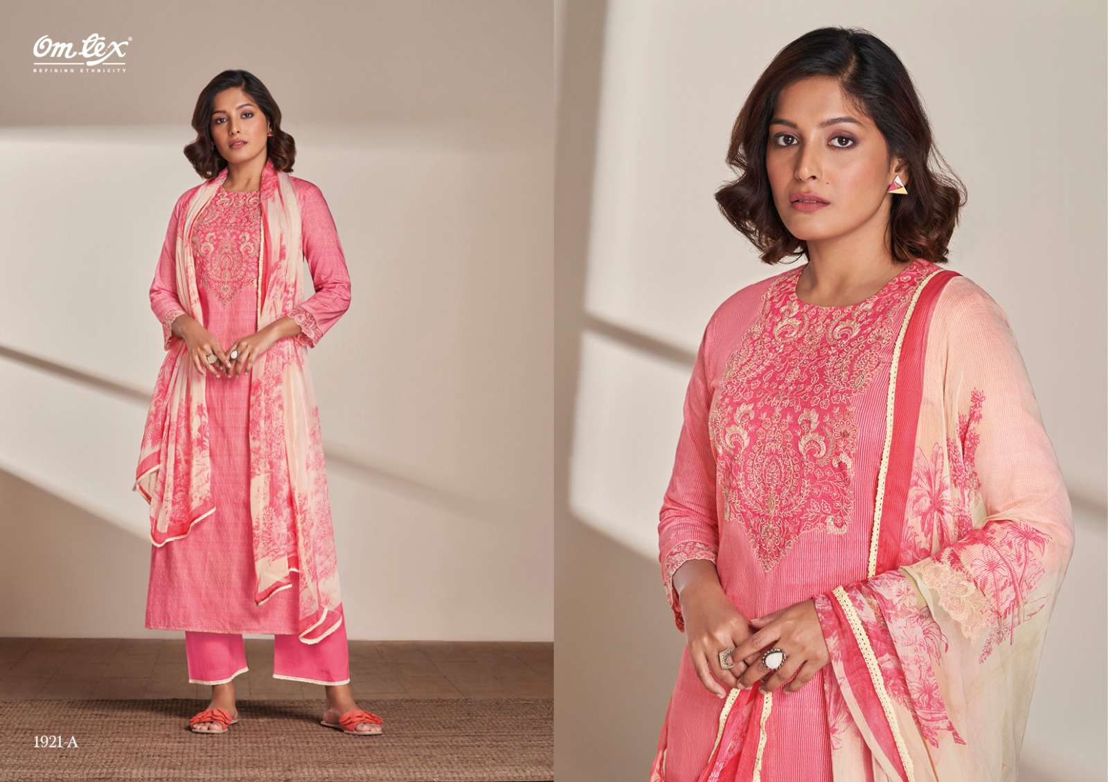 saisha by om tex stylish look designer top bottom with dupatta catalogue wholesale price surat 