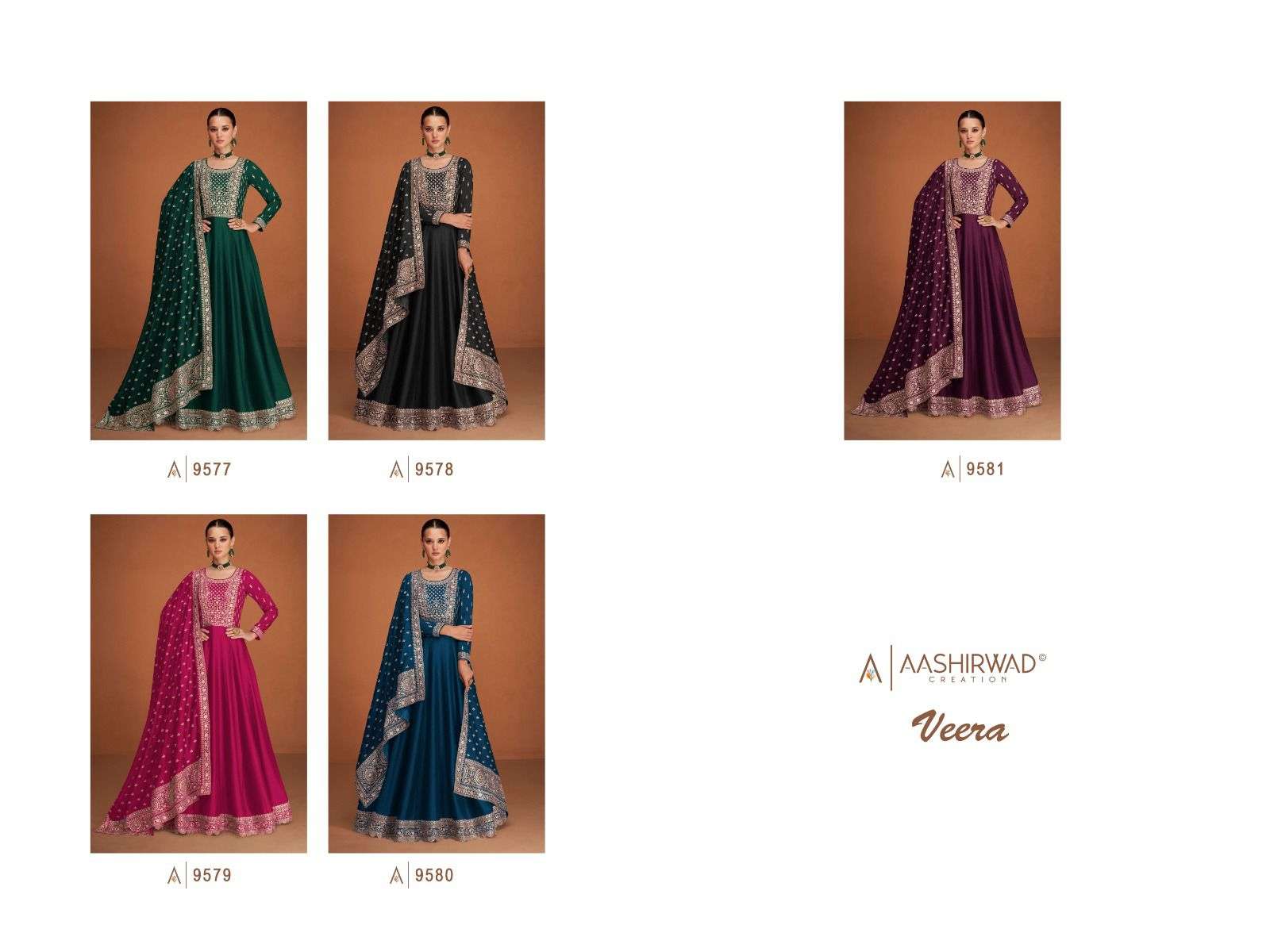 veera by aashirwad creation stylish look designer party wear dress latest catalogue design 2023 