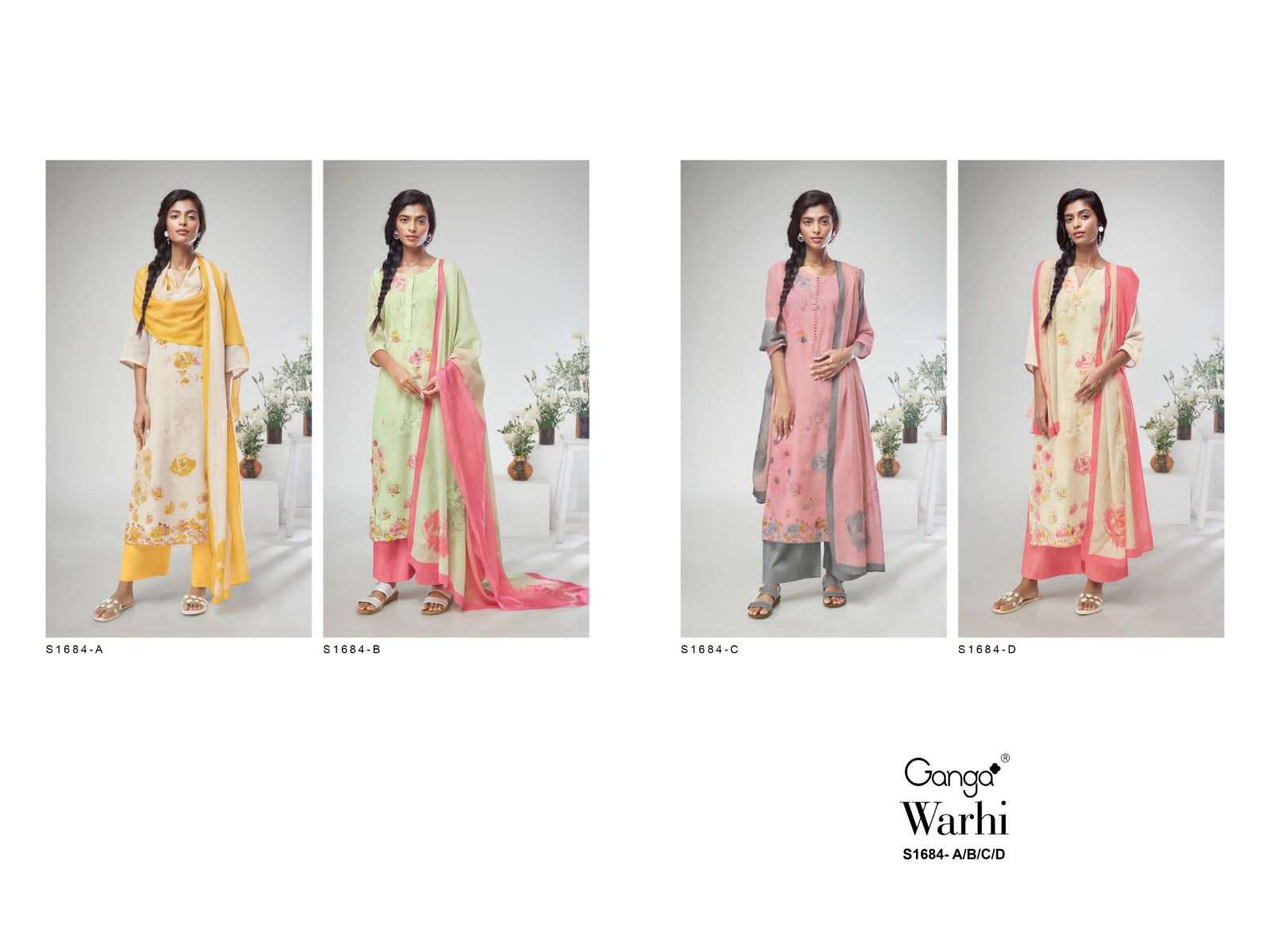 warhi 1684 series by ganga exclusive designer dress material catalogue latest collection 2023 