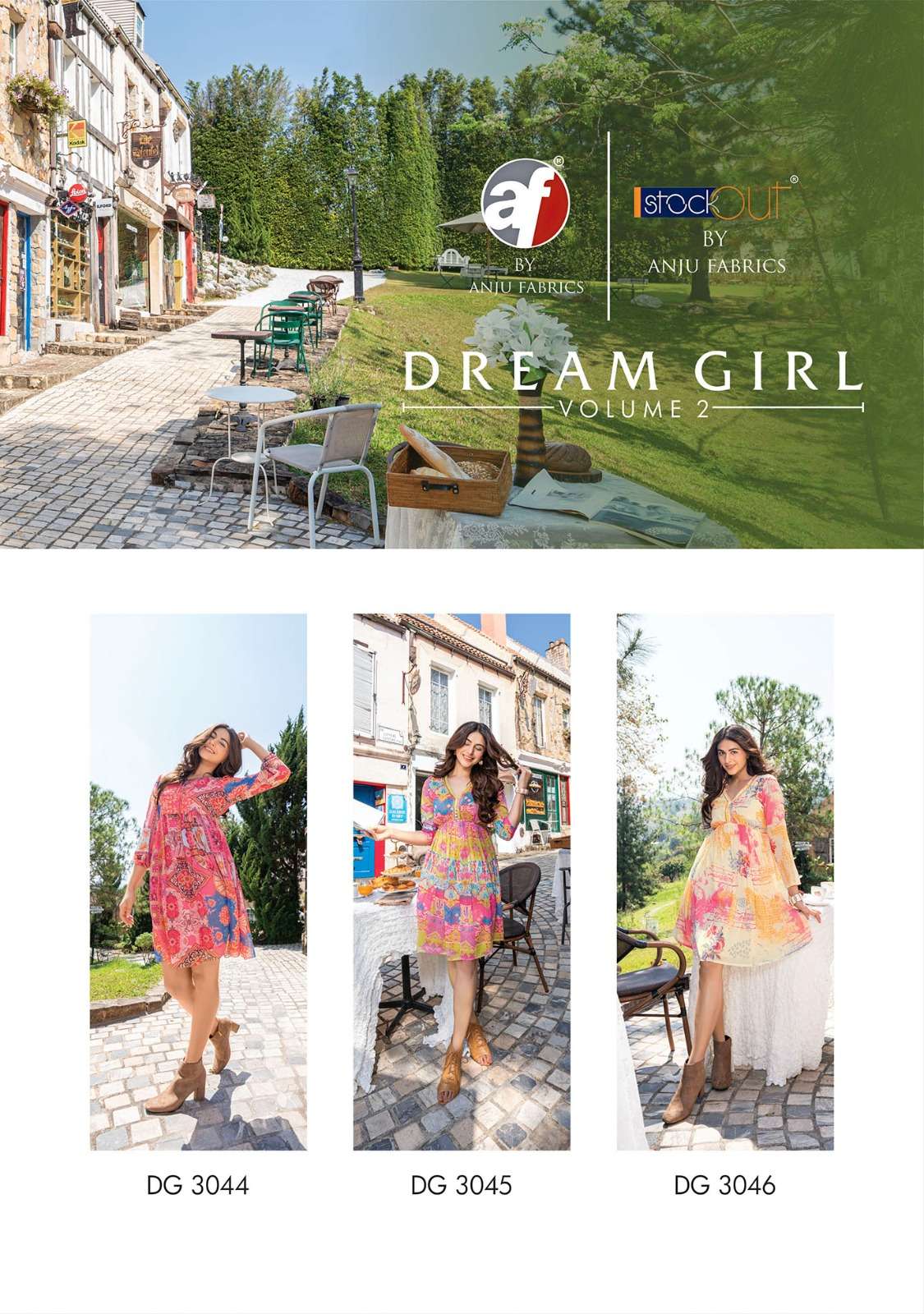 dream girl vol-2 by anju fabrics premium chiffon designer kurtis catalogue collection 2023
