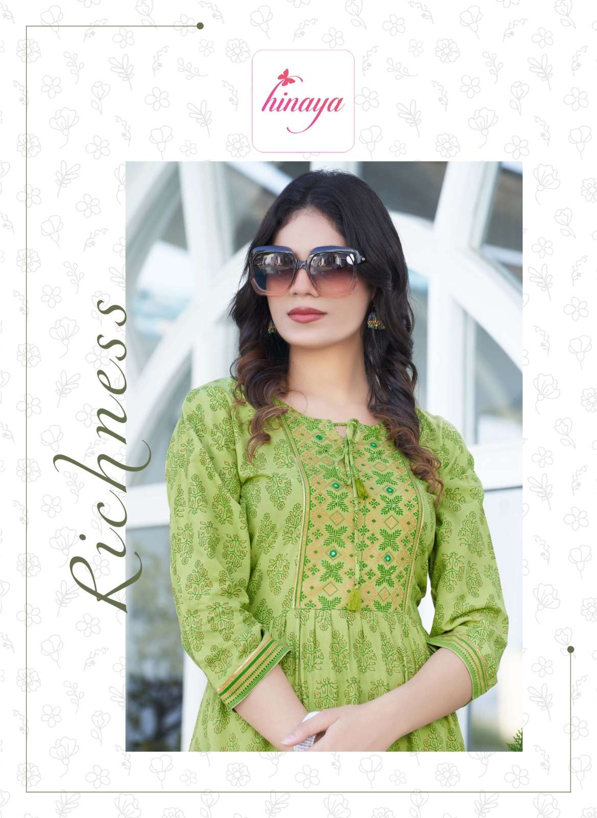 rashi vol-5 by hinaya trendy long rayon flaired kurtis catalogue collection 2023 
